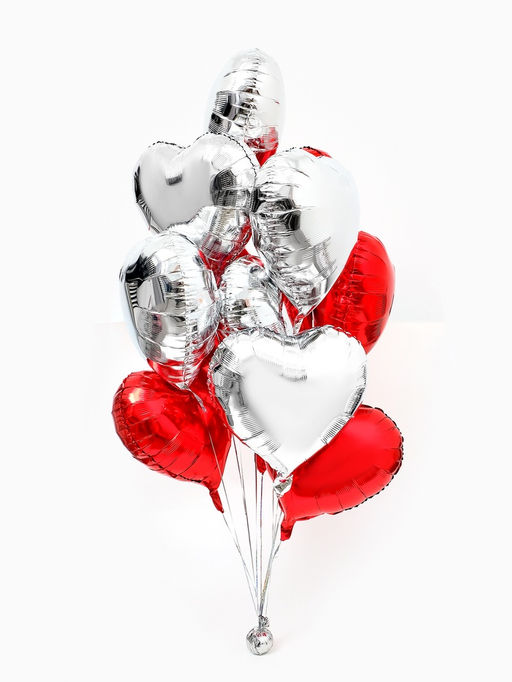 Воздушный шар фольгированный 18" «Сердце», набор 12 шт.