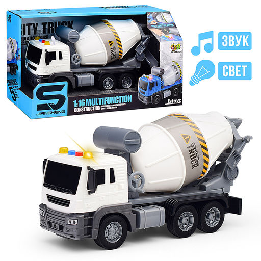 Машина "Бетономешалка" 1:16 (свет, звук) в коробке