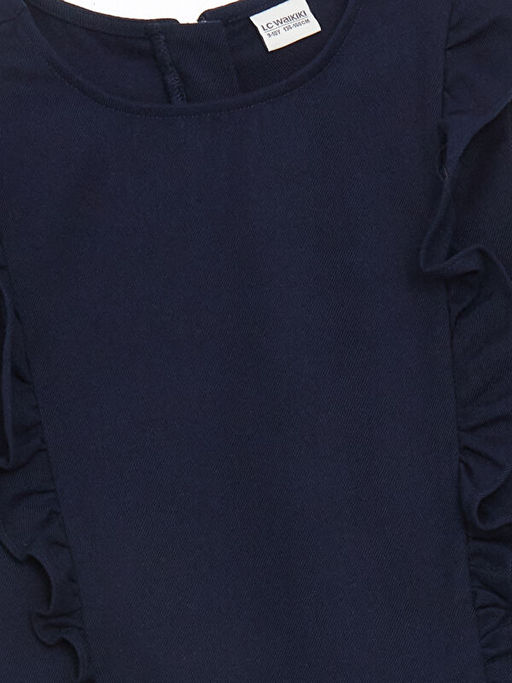 Bisiklet Yaka Fiyonk Detayl? K?z ?ocuk Elbise