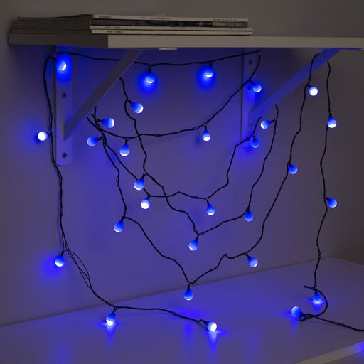 Гирлянда Нить 5 м с насадками Шарики синие, IP20, тёмная нить, 30 LED, свечение синее, 8 режимов, 220 В - Luazon lighting фото 5