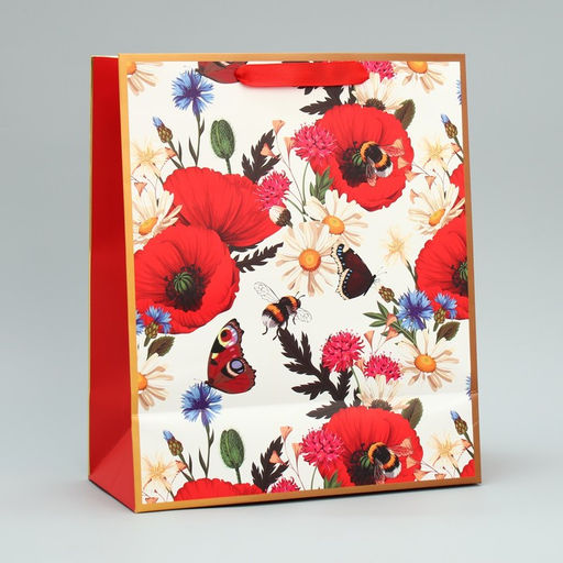 Цена за 2 шт. Пакет подарочный, упаковка, Яркий букет, 30.5?25?12.5 см