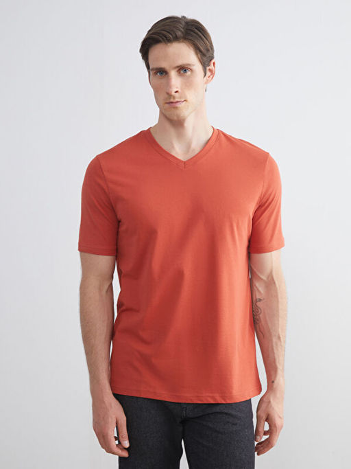 V Yaka K?sa Kollu Penye Erkek Ti??rt