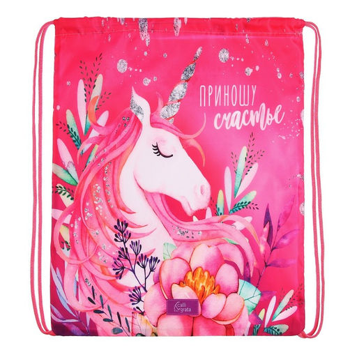 Мешок для обуви 420 х 340 мм, Calligrata МСО-5С, (мягкий полиэстер, плотность 210D), Приношу счастье  фото 3