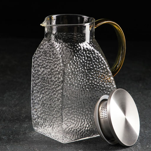 Кувшин для воды Magistro «Сара», 1.4 л, 15.5×9×20 см, с металлической крышкой, стекло, прозрачный