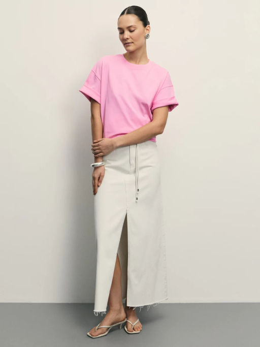 Базовая футболка оверсайз из хлопка / Zarina  фото 2