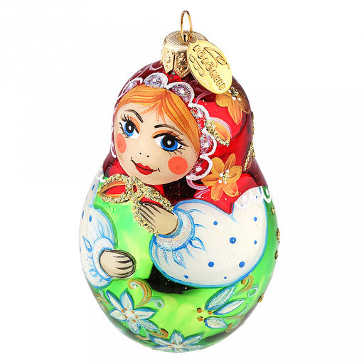 Елочная игрушка фигурка стеклянная Расписная матрешка, h9,5см, ручная художественная роспись, подарочная упаковка (Россия) - Домашняя мода фото 3