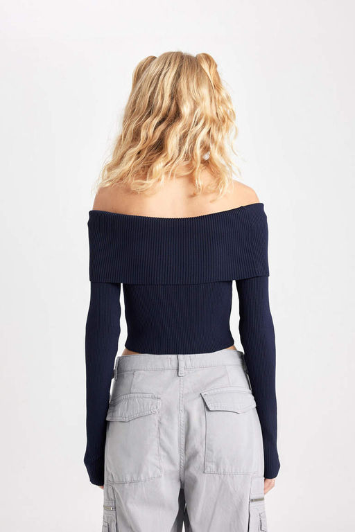 Cool Slim Fit свитер с открытыми плечами - Defacto фото 9