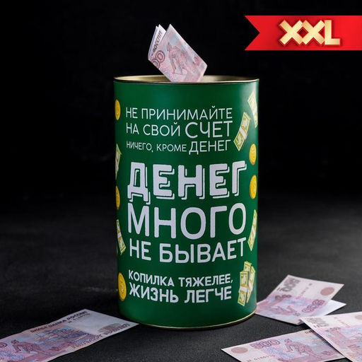 Копилка XXL «Денег много не бывает», 20×12.5 см