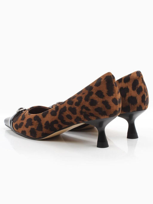 06-P3131 BLACK/LEOPARD Туфли женские (натуральная замша, натуральная кожа)