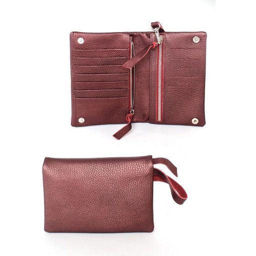 Портмоне женское Croco-ПР-801 натуральная кожа 2 отд, 12 карм, рем-петля, бордо металлик (232) 261101