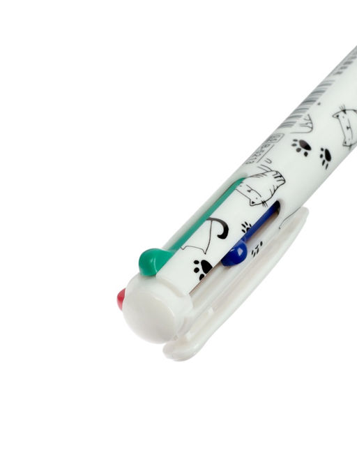 Набор шариковых ручек, 3 штуки, автоматические, 4-цветные, белый корпус, с рисунком