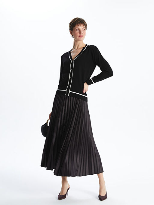 Beli Lastikli Saten Kad?n Pileli Etek