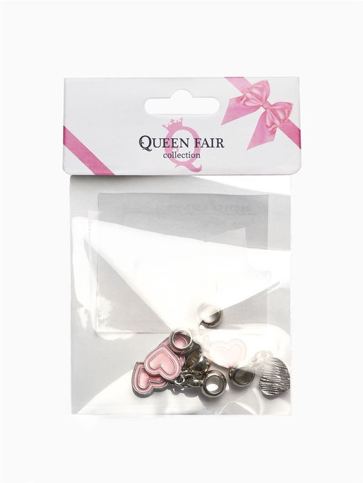 Цена за 5 шт. Шарм подвеска «Сердечко», розовый в серебре