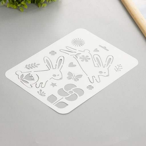 Пластиковый трафарет для творчества «Зайки», шаблон, 16×22 см