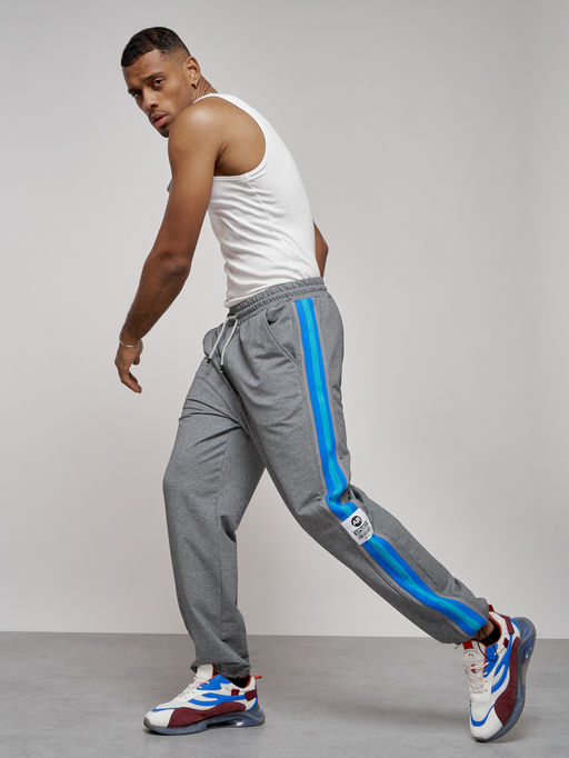 Широкие спортивные штаны трикотажные мужские серого цвета 12903Sr - Mtforce фото 3