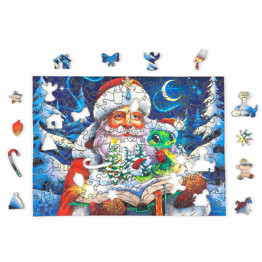 Пазлы фигурные деревянные Новогодняя сказка со святящимися деталями, 146 элементов - Puzzle фото 5