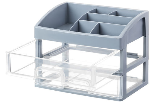 Органайзер для косметики 2 ящика 25,8*17,8*20 см серо-синий/прозрачный (модель 330249) - Elan gallery фото 4