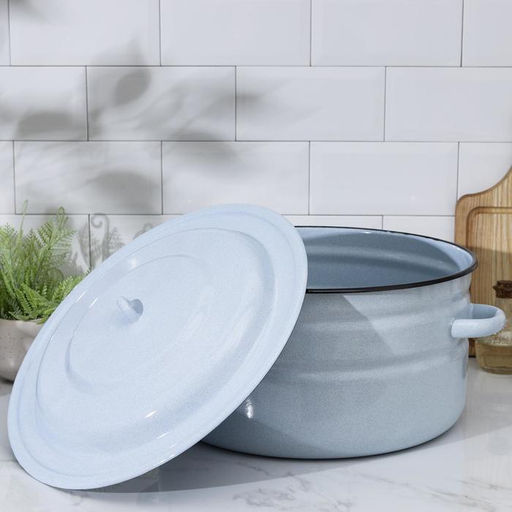 Бак эмалированный, 18 л, d=37.5, с крышкой, без деколи, МИКС