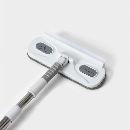 Щётка для окон Raccoon, телескопическая нержавеющая ручка 77(123) см, силиконовый сгон 22 см, велюровая насадка 227 см, цвет МИКС - Simaland фото 6