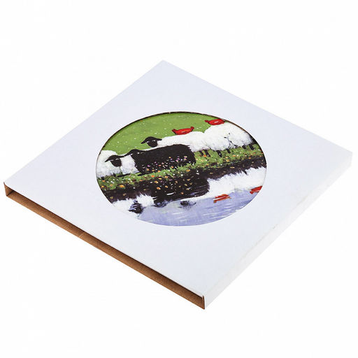 Подставка под горячее (панно) "Ферма" д16см h0,8см, керамика, фотопечать с глазурью, подложка пробковое дерево, кант атласный шнур, в упаковке (Китай)