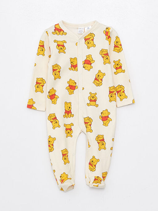 Bisiklet Yaka Winnie the Pooh Bask?l? Erkek Bebek Tulum