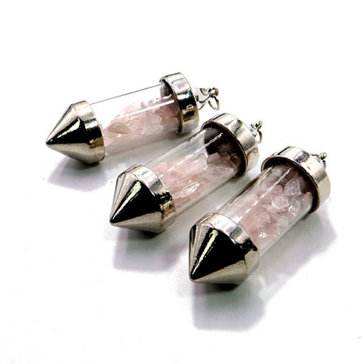 Кулон бутылочка желаний 5см в форме кристалла с камнями Розовый кварц ЛЮБОВЬ