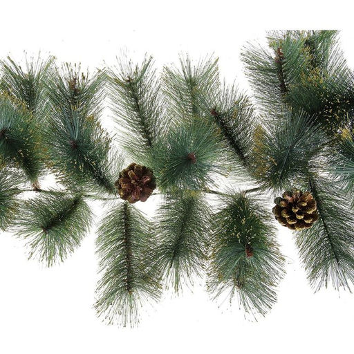 Гирлянда хвойная новогодняя «Серебро с шишками» ёлочная, 270 см, 110 веток