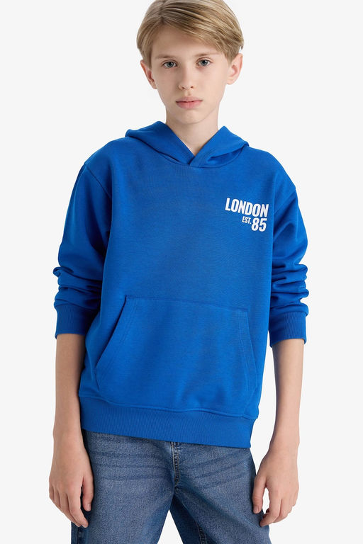 Kap__onlu Bask_l_ __i Yumu_ak T_yl_ Okul Sweatshirt Erkek _ocuk - Defacto фото 3