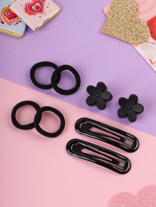 Цена за 12 шт. Набор для волос «Эстер»: 10 резинок, 2 см, 4 краба 2 см, 2 невидимки 6 см, цветок, чёрный