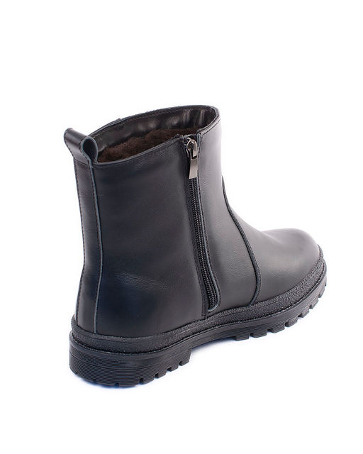 Ботинки женские на литой подошве, кожа, овчина, молния.