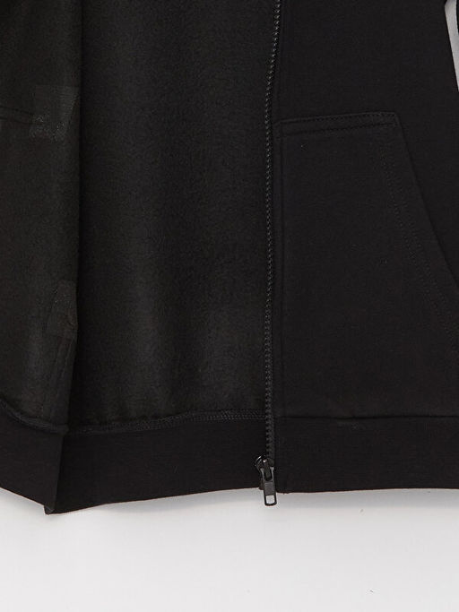 Kap??onlu Basic Uzun Kollu Erkek ?ocuk Fermuarl? Sweatshirt