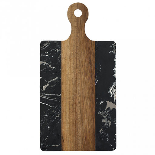 Доска разделочная деревянная Acacia 35х17х1,2 см, прямоугольная, вставка черный мрамор, Regent (Китай)