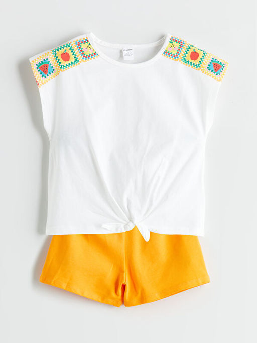 Meyve Bask?l? K?z ?ocuk Bluz ve ?ort 2li