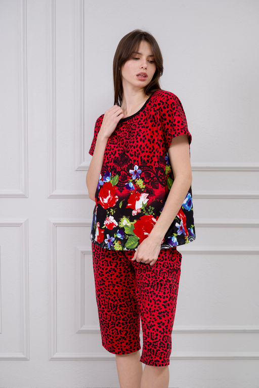 Пижама женская из интерлока Социал красная роза - Амадэль фото 6