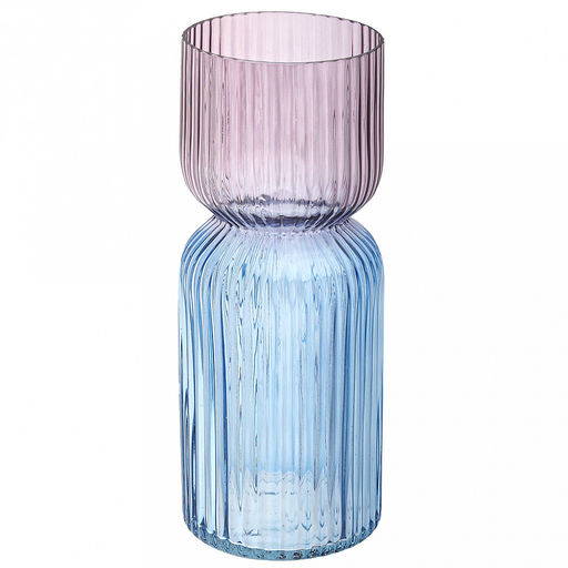 Ваза для цветов стеклянная "Харви-Бей-4" 2,2л, д11,5см, h30см, большая, текстурная, "Радуга", лилово-черничный (Россия)