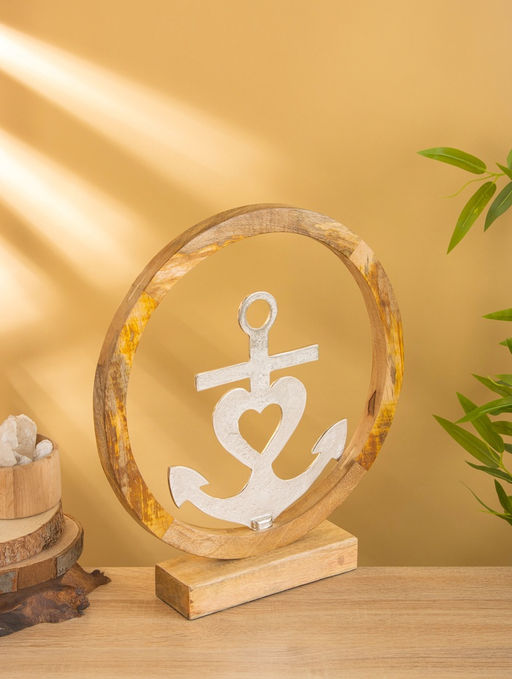 Якорь на подставке, 36×7×39 см, алюминий, дерево
