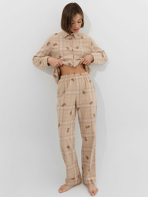 Комплект женский домашний бежевый с принтом мишек - Mark formelle фото 9