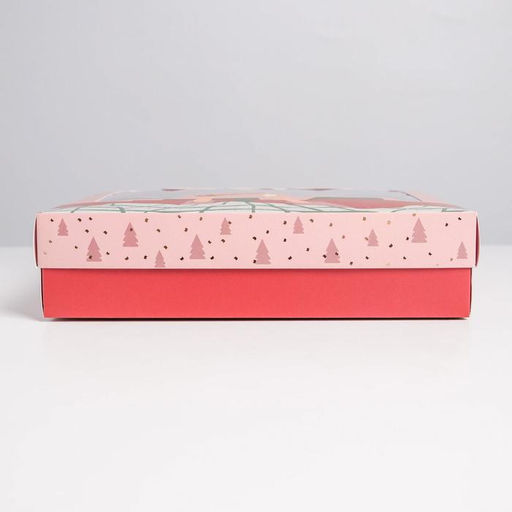 Коробка подарочная новогодняя складная Pink mood, 23.5 х 20.5 х 5.5 см, Новый год
