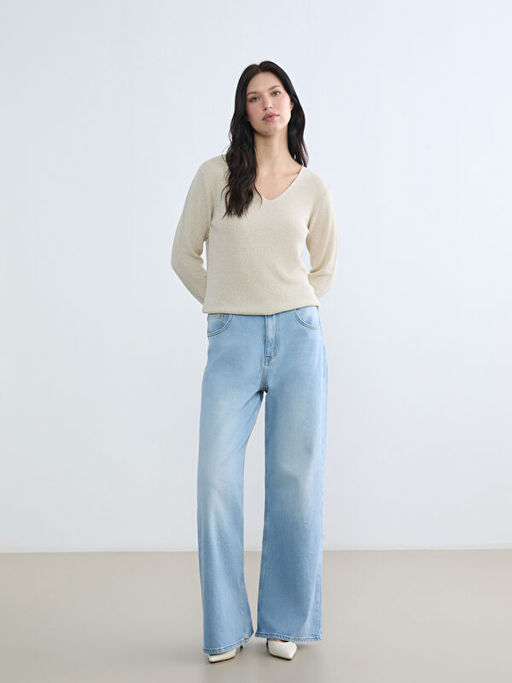 V Yaka Kad?n Triko Kazak