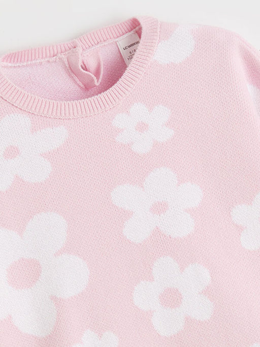 ?i?ek Desenli K?z ?ocuk Triko Kazak