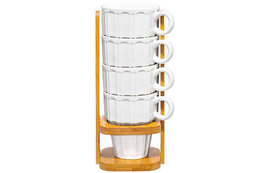 Набор 4 кружек 170 мл 10,5*8,5*21 см Ампир на бамбуковой подставке - Elan gallery фото 16