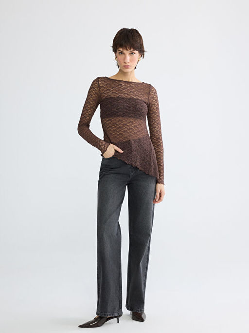 Bisiklet Yaka Dantelli Bluz