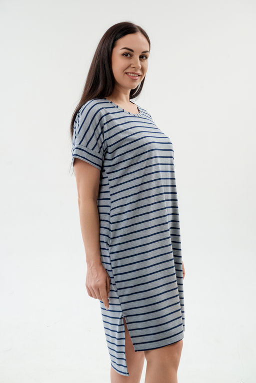 Туника женская из вискозы Полоса серо-черный макси - Амадэль фото 4