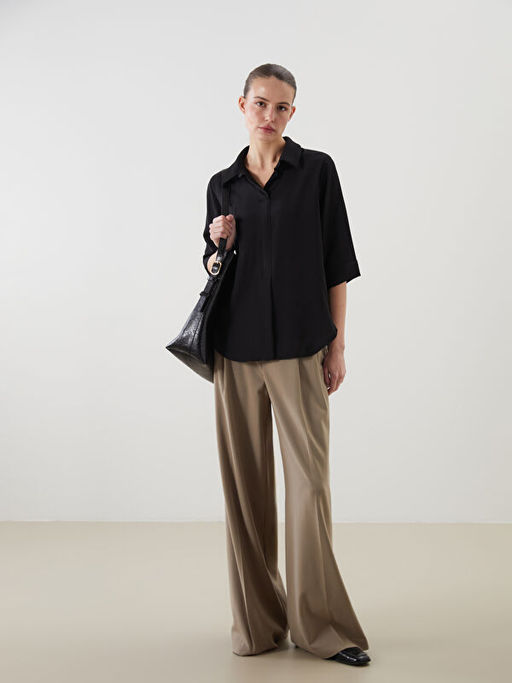 G?mlek Yaka Oversize Kad?n Bluz