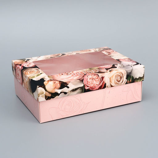 Цена за 2 шт. Коробка складная, крышка-дно, Present, 21×15×7 см с окном