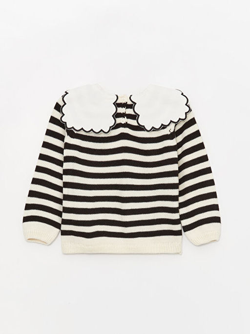Bebe Yaka Uzun Kollu ?izgili K?z Bebek Triko Kazak - Waikiki фото 3