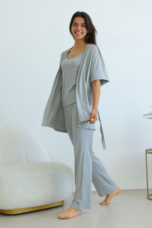 Халат женский 242L13-18 жемчужно-серый - Solo mio фото 3