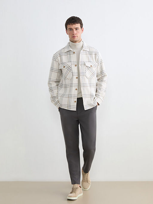 Regular Fit Ekose Erkek G?mlek Ceket