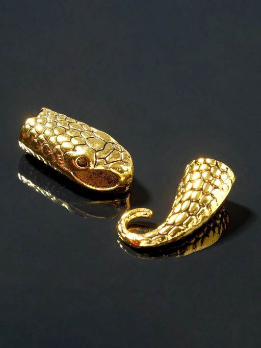 Замок-концевик Змея, 2 шт. 4.3?1.6 мм, внутренний d=7 мм, чернёное золото