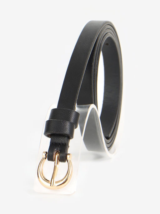 Ремень женский тонкий, 110×1.3 см, пряжка металл золотистая, полукруглая, чёрный